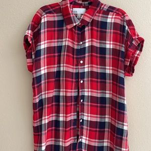 Nordstrom Rack Plaid Short Sleeve Tunic